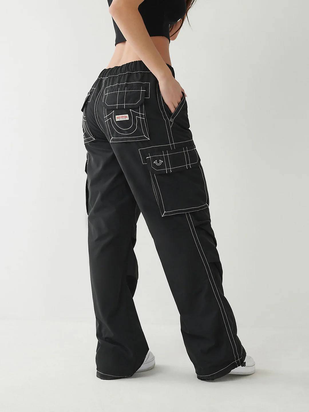 True Religion Womens SN Bobbi Oversize Fit Black Mid Rise Jeans - Image 2