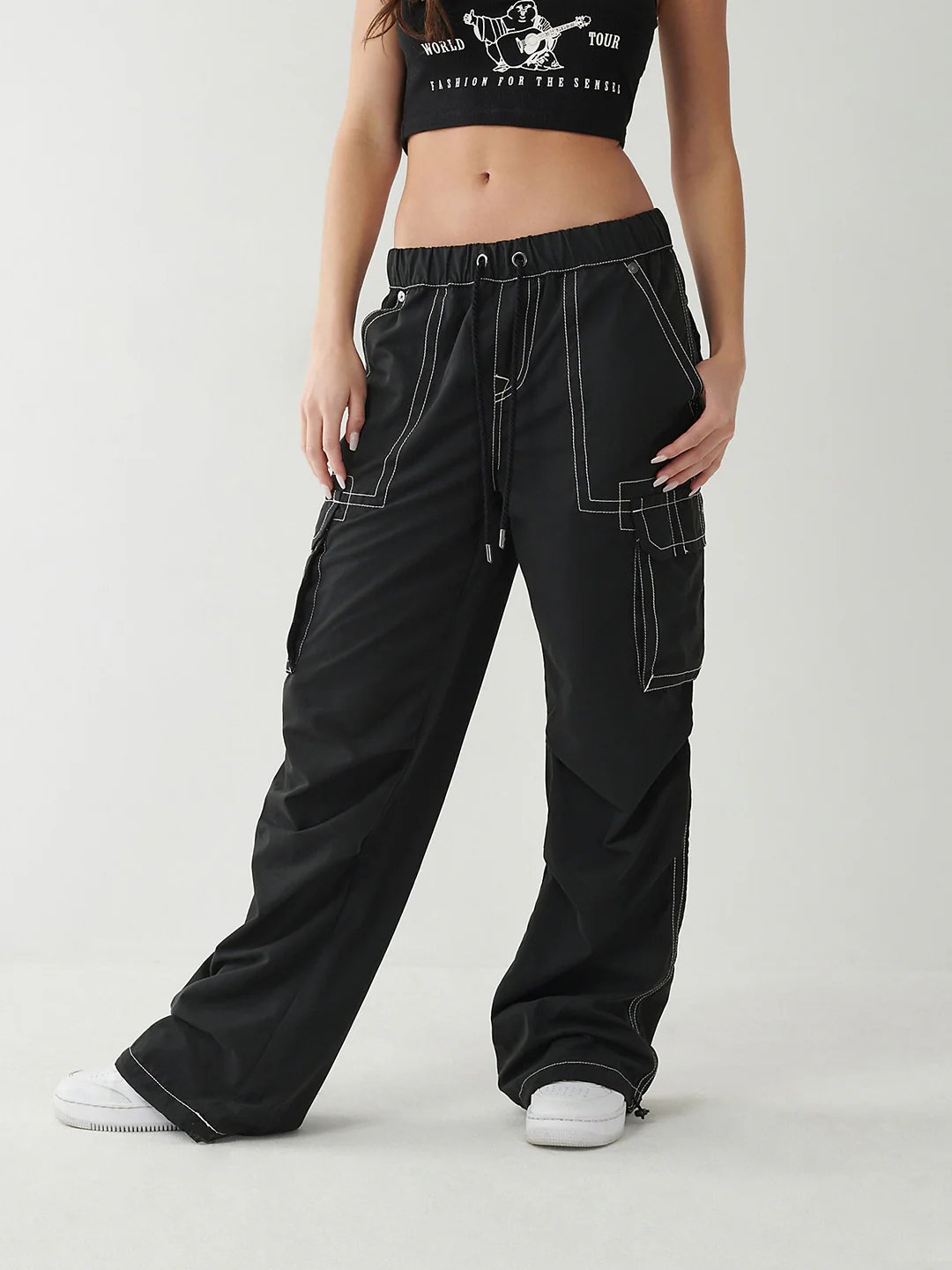 True Religion Womens SN Bobbi Oversize Fit Black Mid Rise Jeans - Image 3