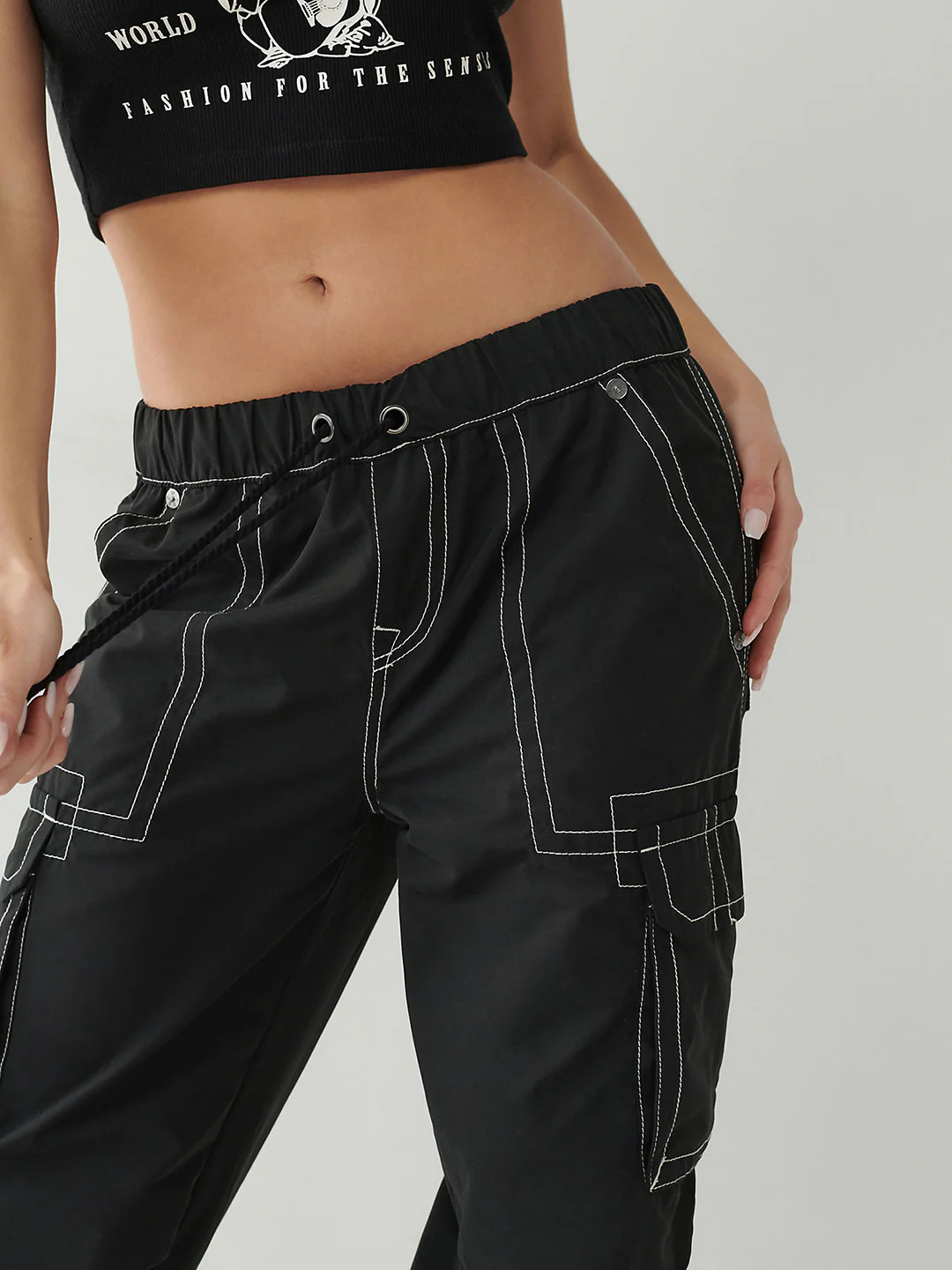 True Religion Womens SN Bobbi Oversize Fit Black Mid Rise Jeans - Image 4