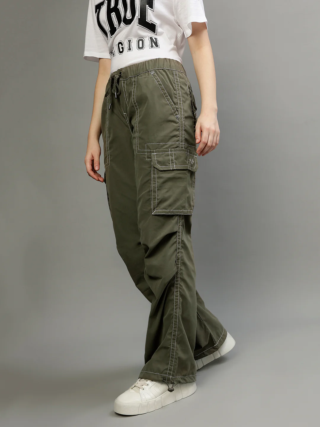 True Religion Womens SN Bobbi Oversize Fit Green Low Rise Jeans - Image 4