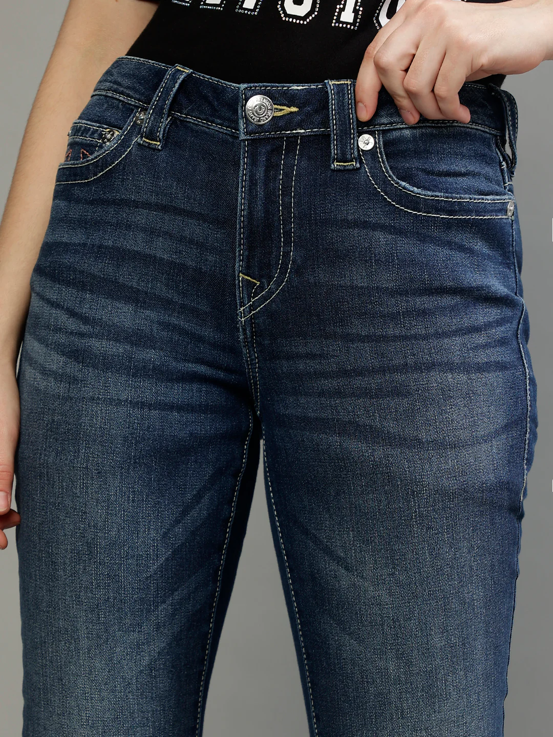 True Religion Womens SN Becca Bootcut Fit Blue Mid Rise Jeans - Image 7