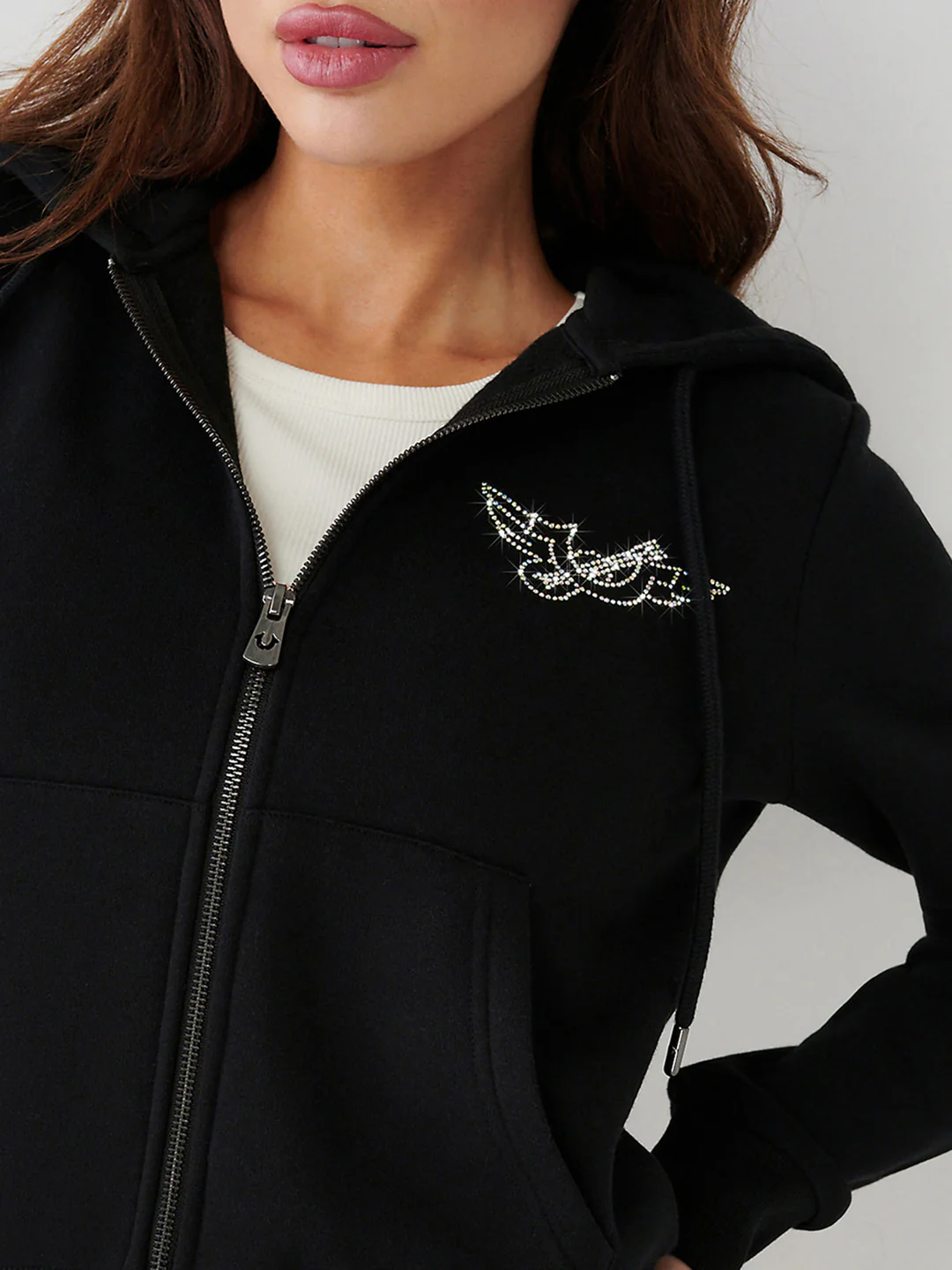 True Religion Women Printed Full Sleeves Hooded Sweatshirt - Image 3