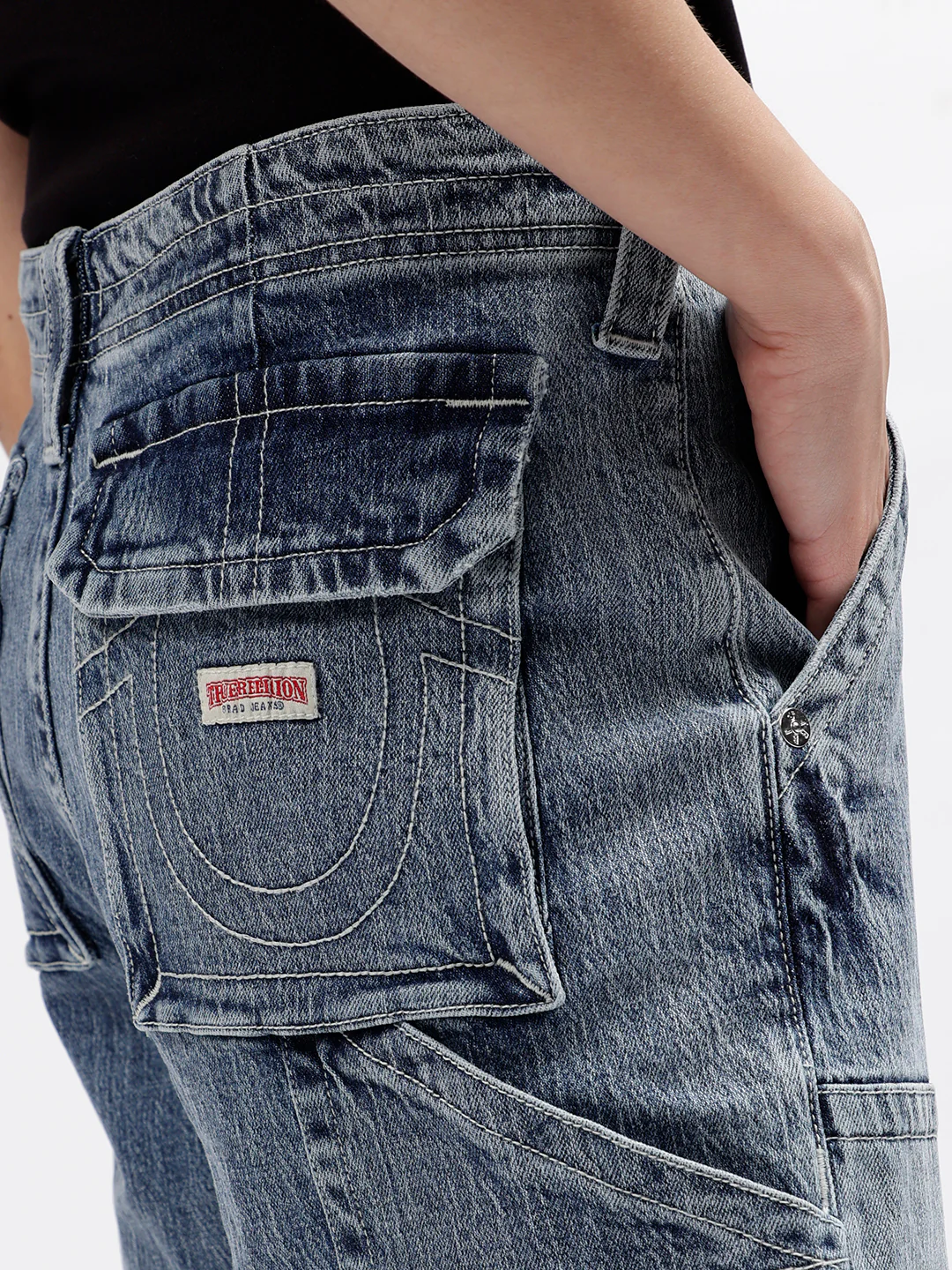 True Religion Womens SN Jessie Flare Fit Blue Mid Rise Jeans