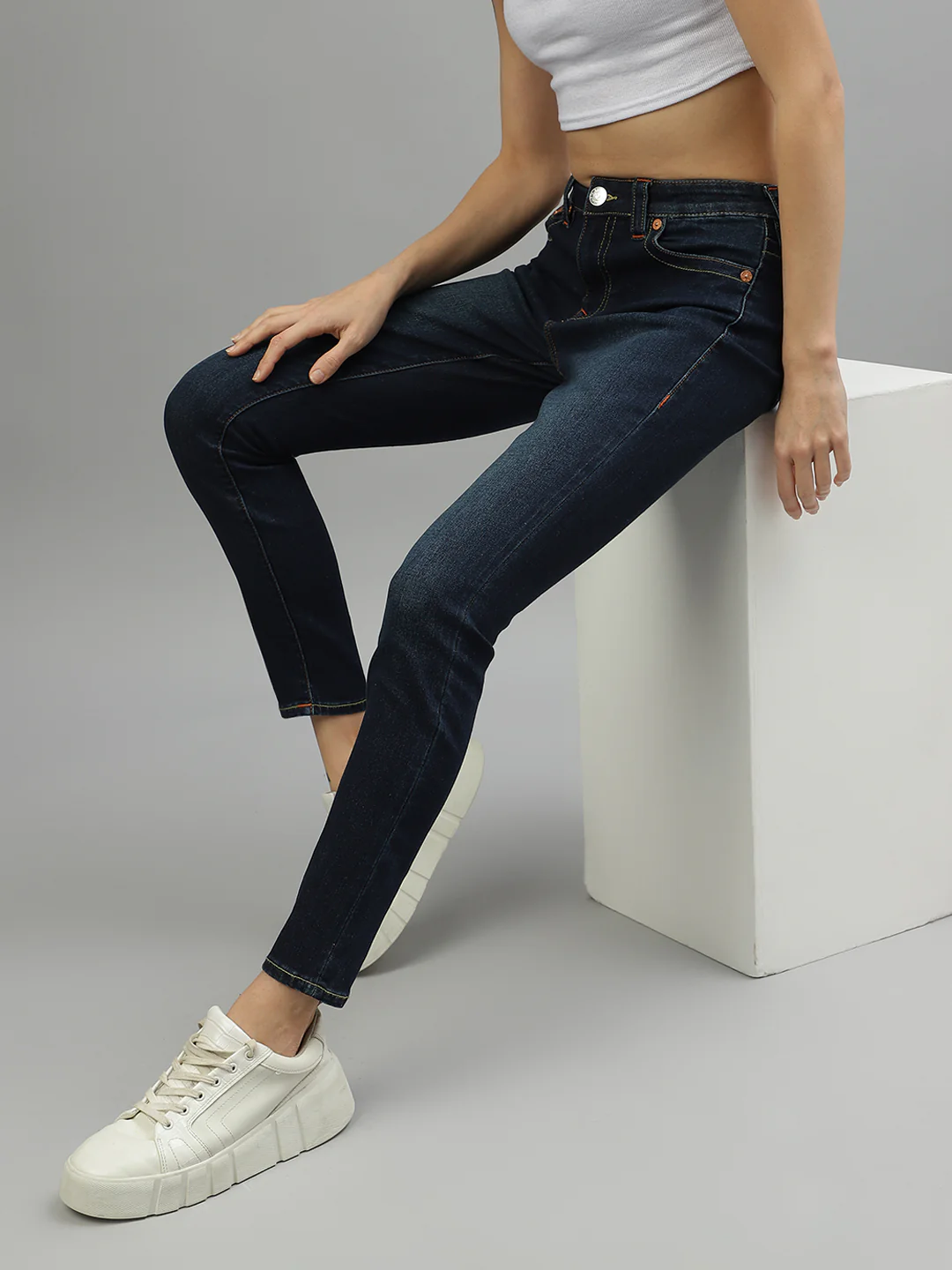 True Religion Womens Super T Halle Super Skinny Fit Blue Mid Rise Jeans - Image 4