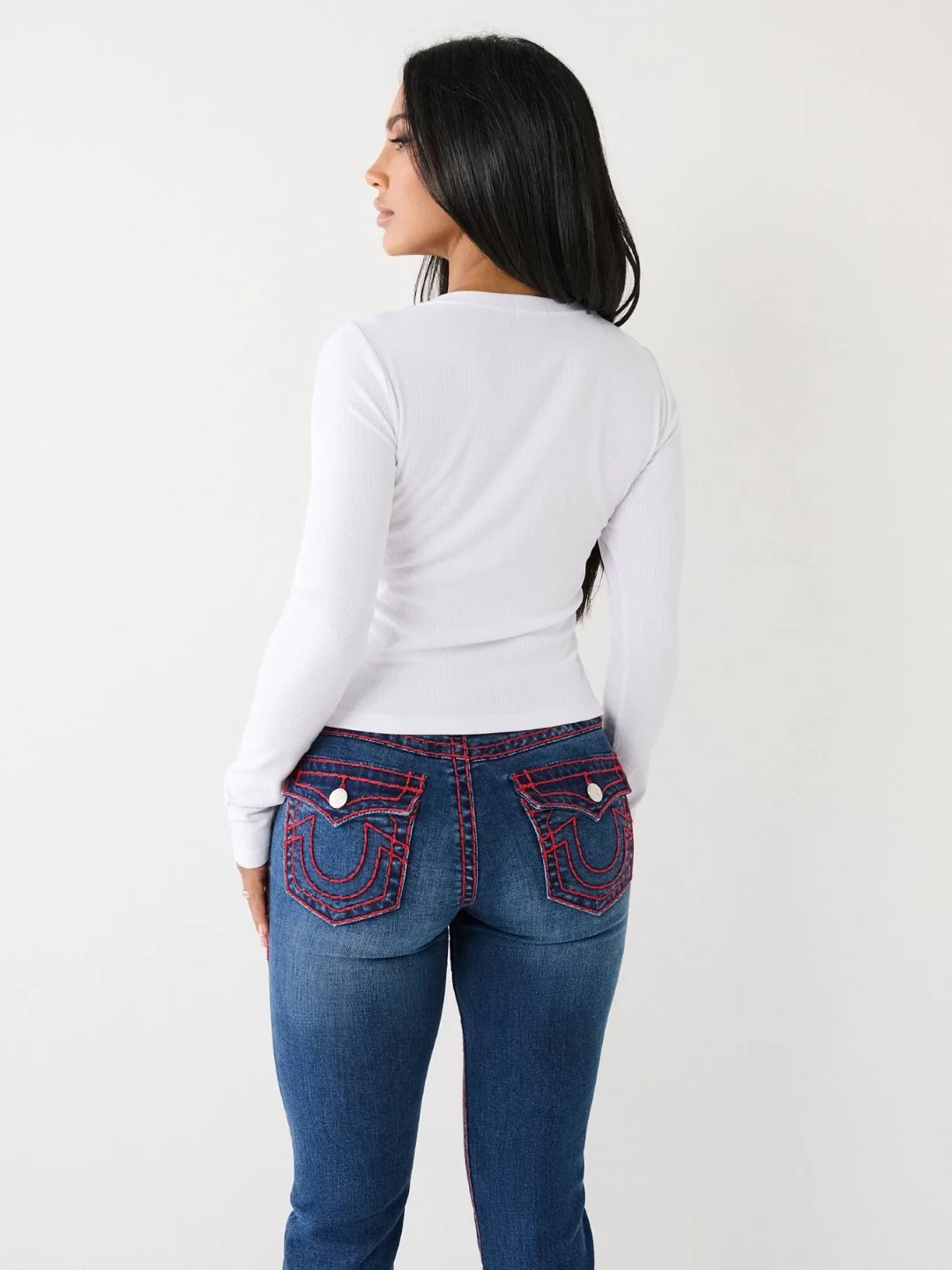 True Religion Women White Printed Round Neck Full Sleeves Tshirt - Image 3