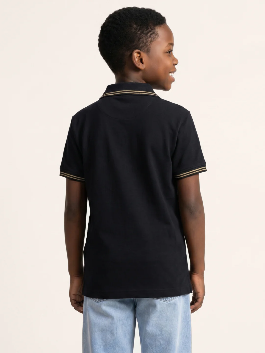 True Religion Boys Black Solid Regular Fit Pure Cotton Polo T-Shirt - Image 3