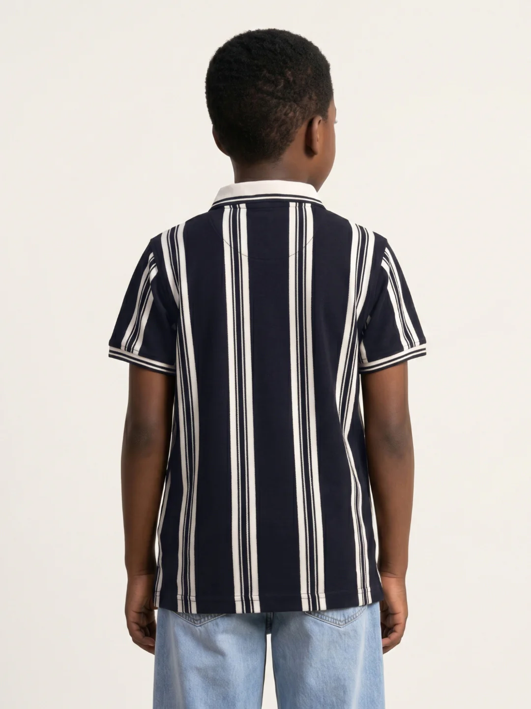 True Religion Boys Blue Striped Regular Fit Polo T-Shirt - Image 3