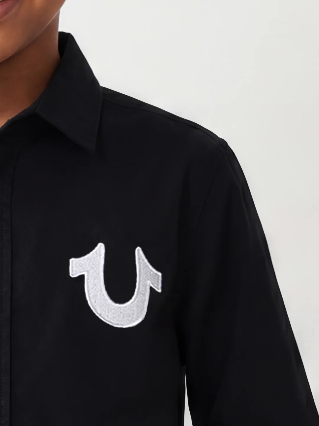 True Religion Boys Black Solid Regular Fit Pure Cotton Shirt - Image 5