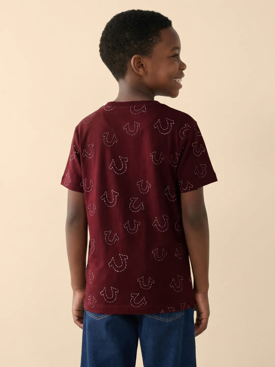 True Religion Boys Red Printed Regular Fit Pure Cotton T-Shirt - Image 3