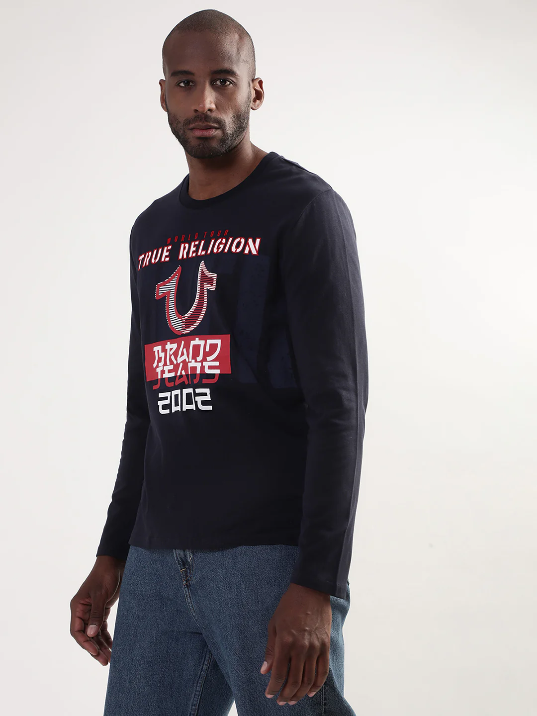True Religion Peacoat Logo Regular Fit T-Shirt - Image 3