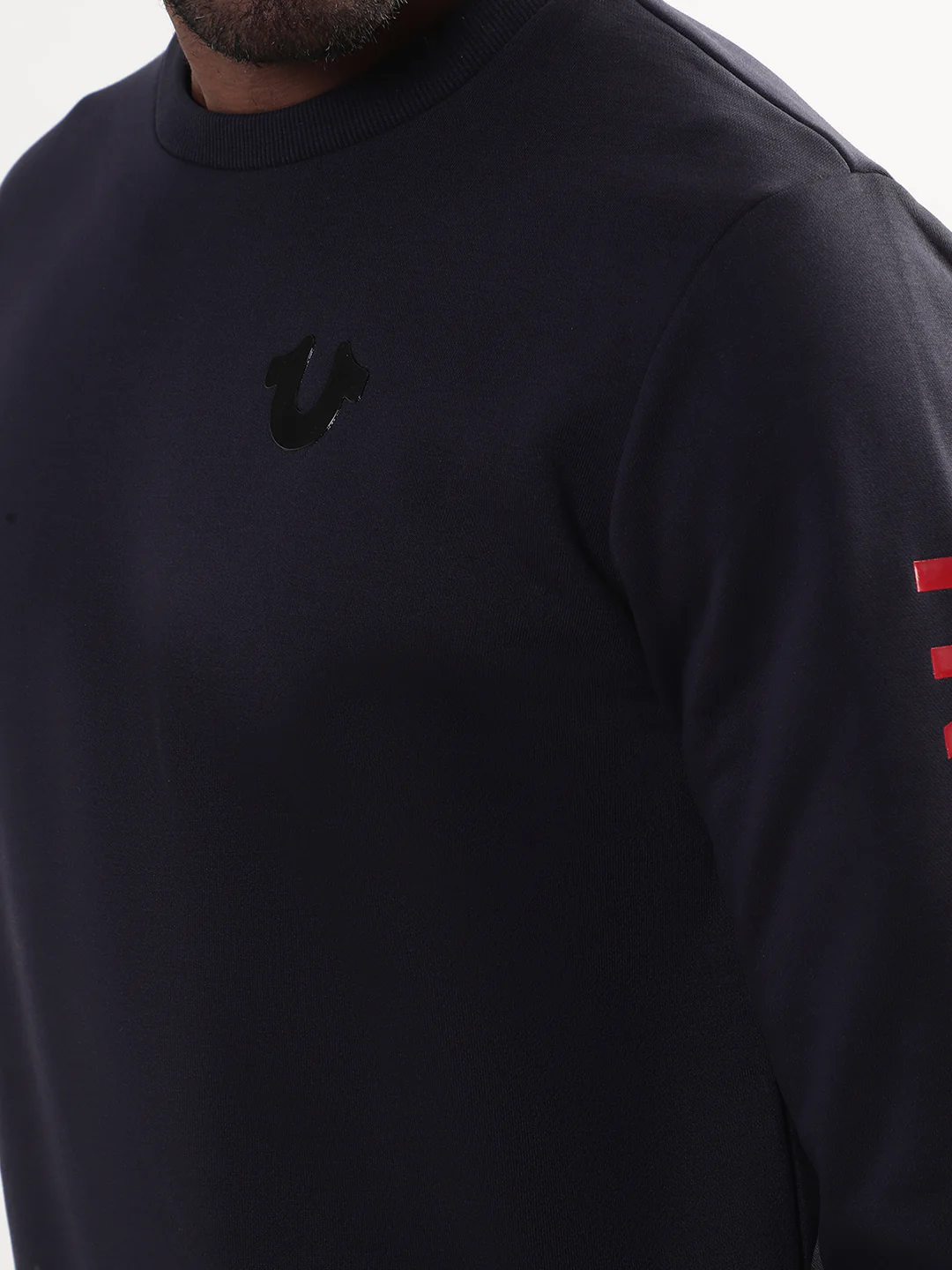 True Religion Men Blue Solid Round Neck Sweatshirt - Image 6