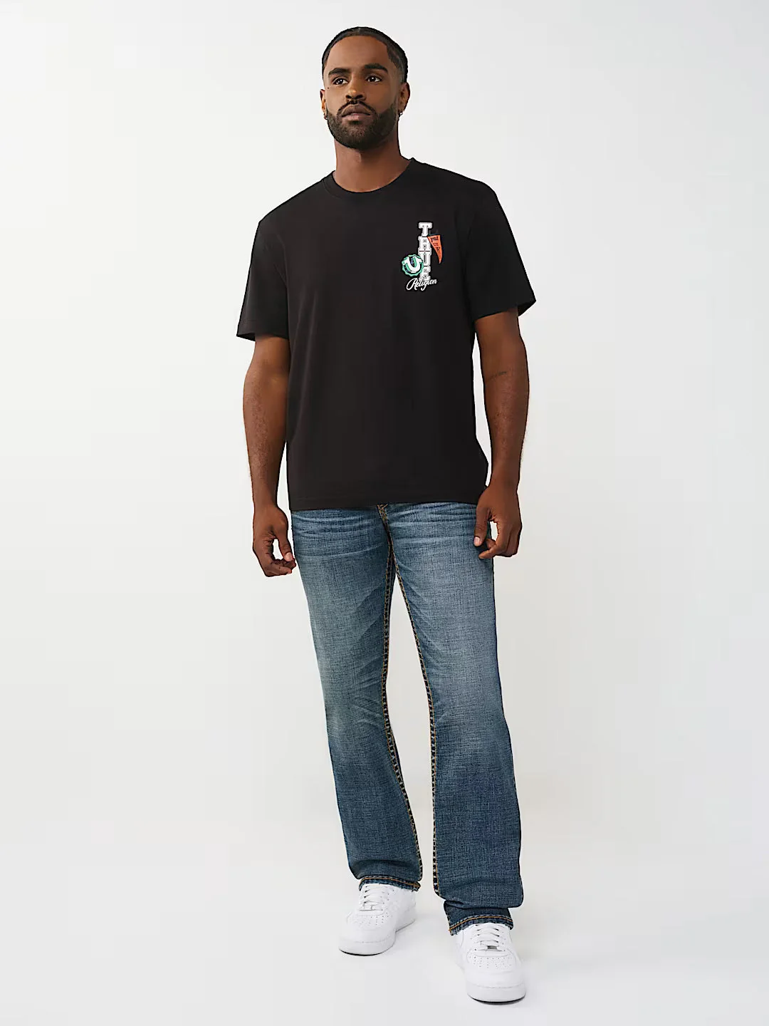 True Religion Men Dark Blue Solid Straight Fit Super T Ricky Jeans - Image 6