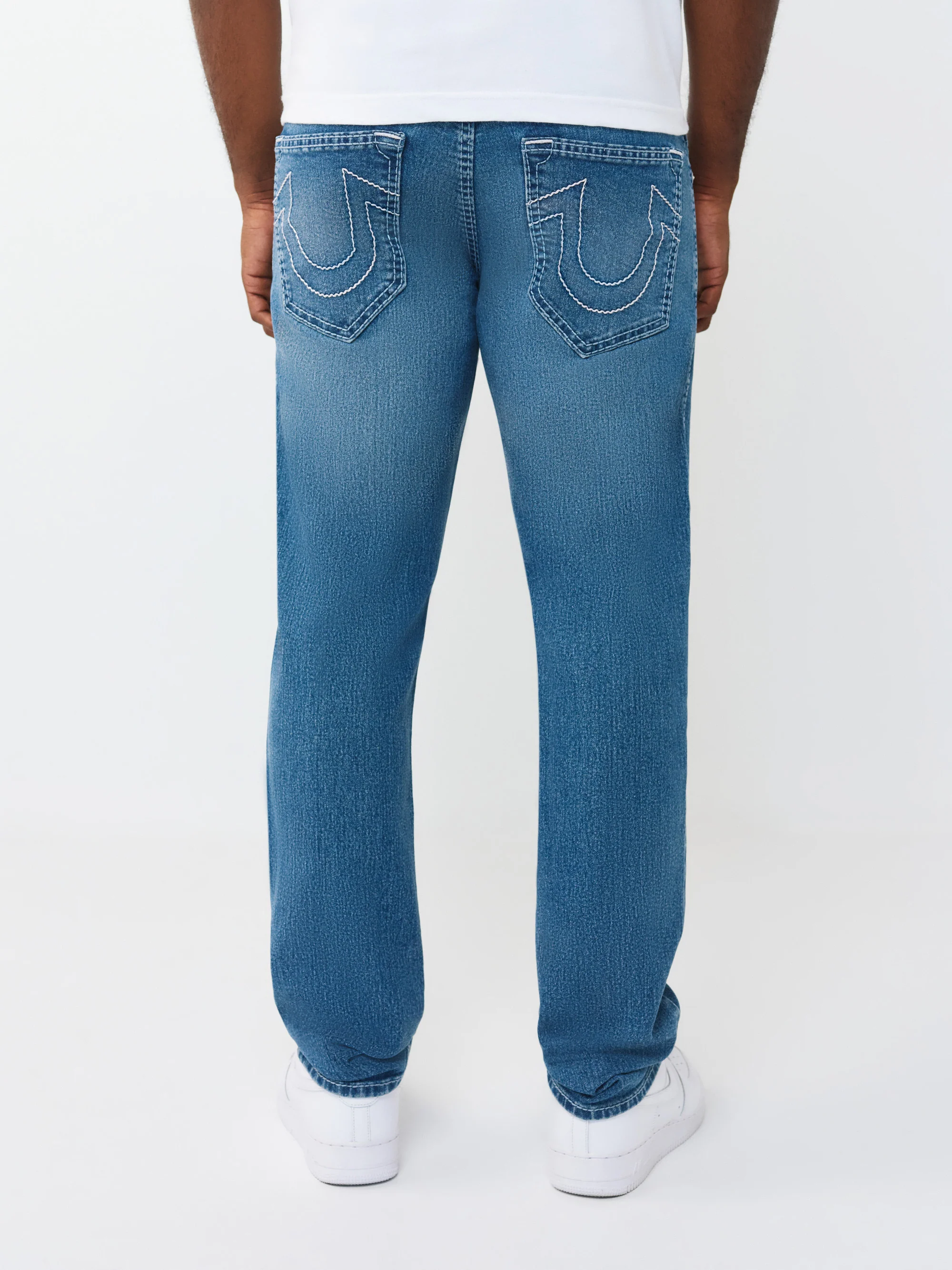 True Religion Men Blue Solid Slim Fit Stretchable Big T Geno Jeans - Image 4