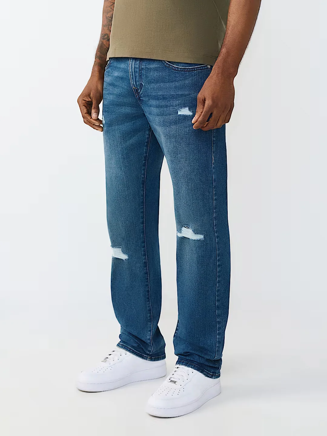 True Religion Blue Solid Straight Fit Stretchable SN Ricky Jeans - Image 4