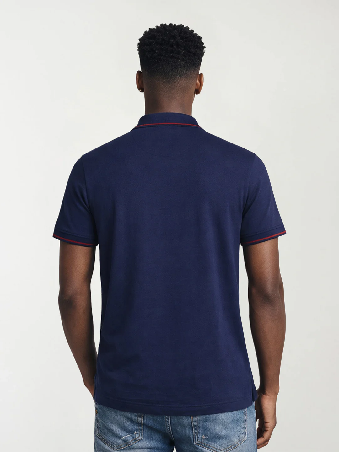 True Religion Men Navy Blue Solid Regular Fit Pure Cotton Polo T-Shirt - Image 2