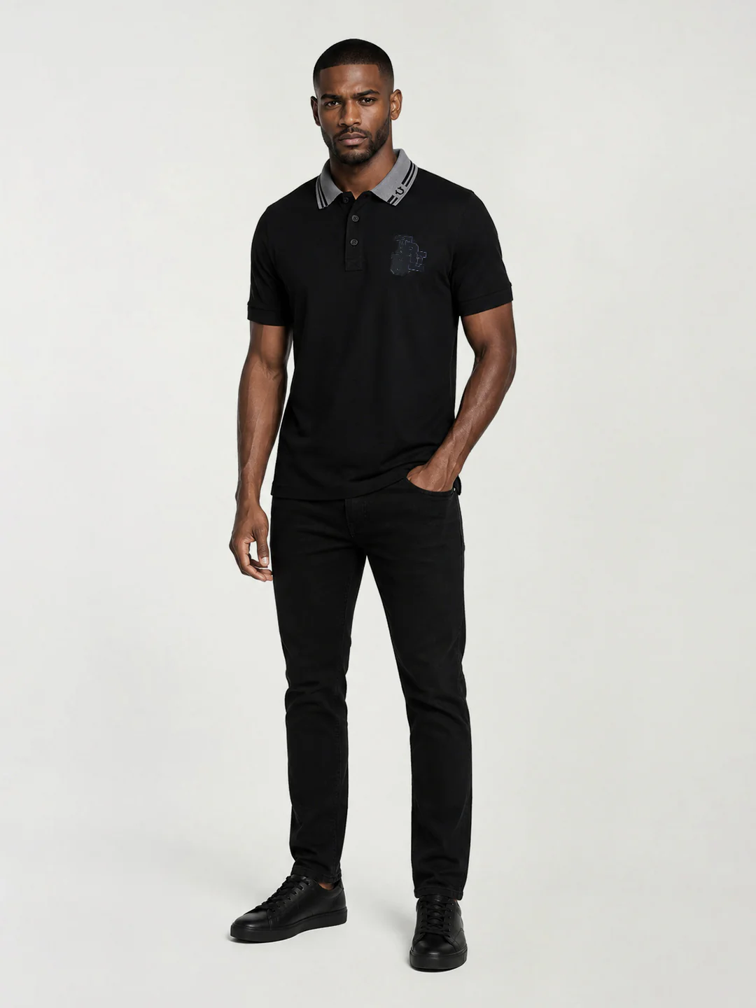True Religion Men Black Solid Regular Fit Polo T-Shirt - Image 5