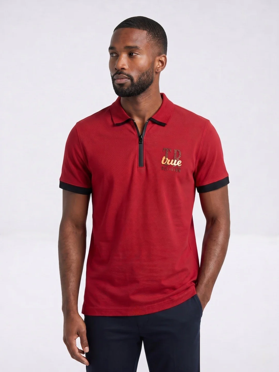 True Religion Red Cotton Men Polo T shirt - Image 2