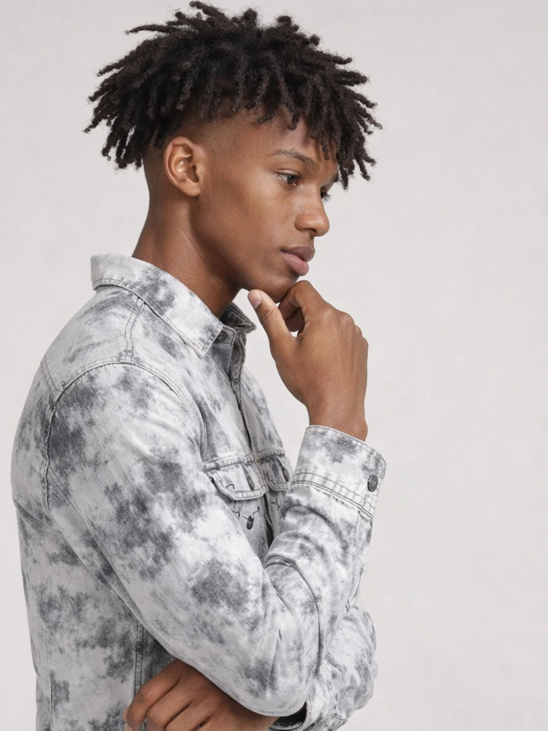 True Religion Men White Tie-Dye Regular Fit Shirt - Image 4