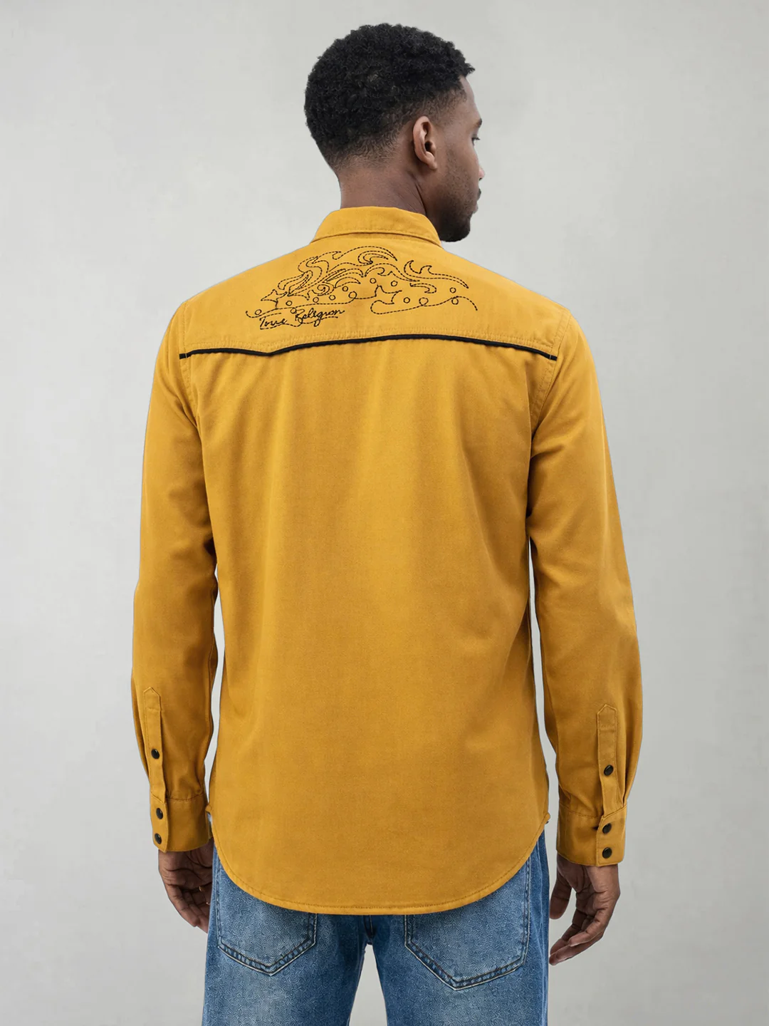 True Religion Men Mustard Solid Regular Fit Shirt - Image 2