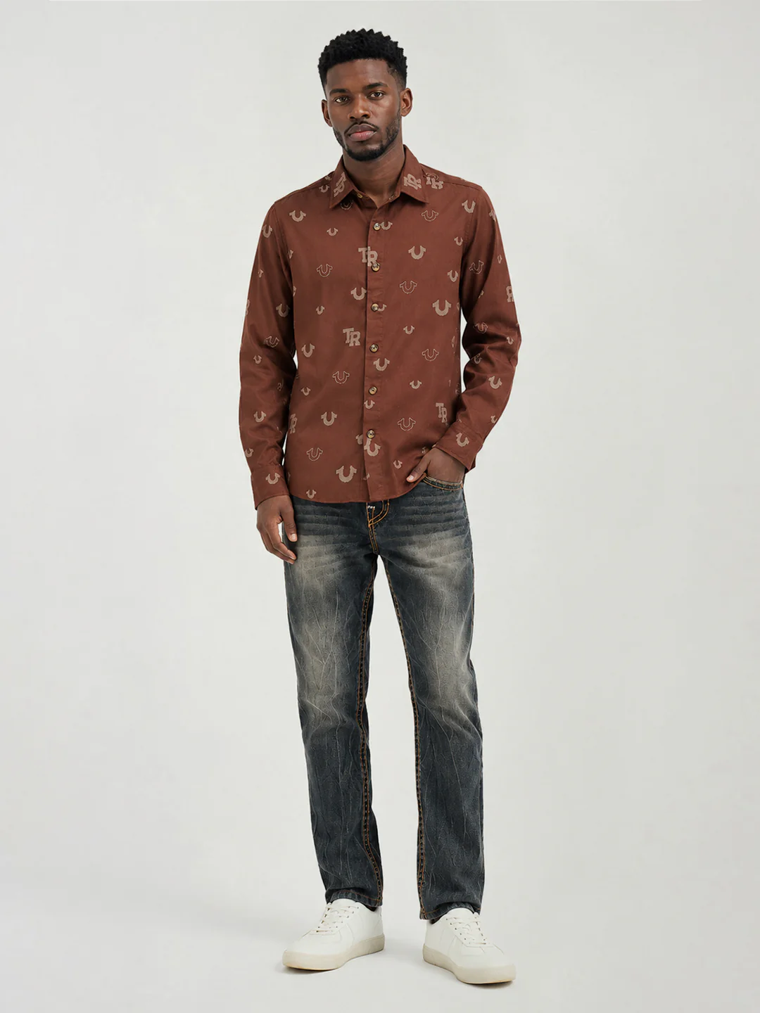True Religion Men Brown Printed Regular Fit Shirt - Image 5