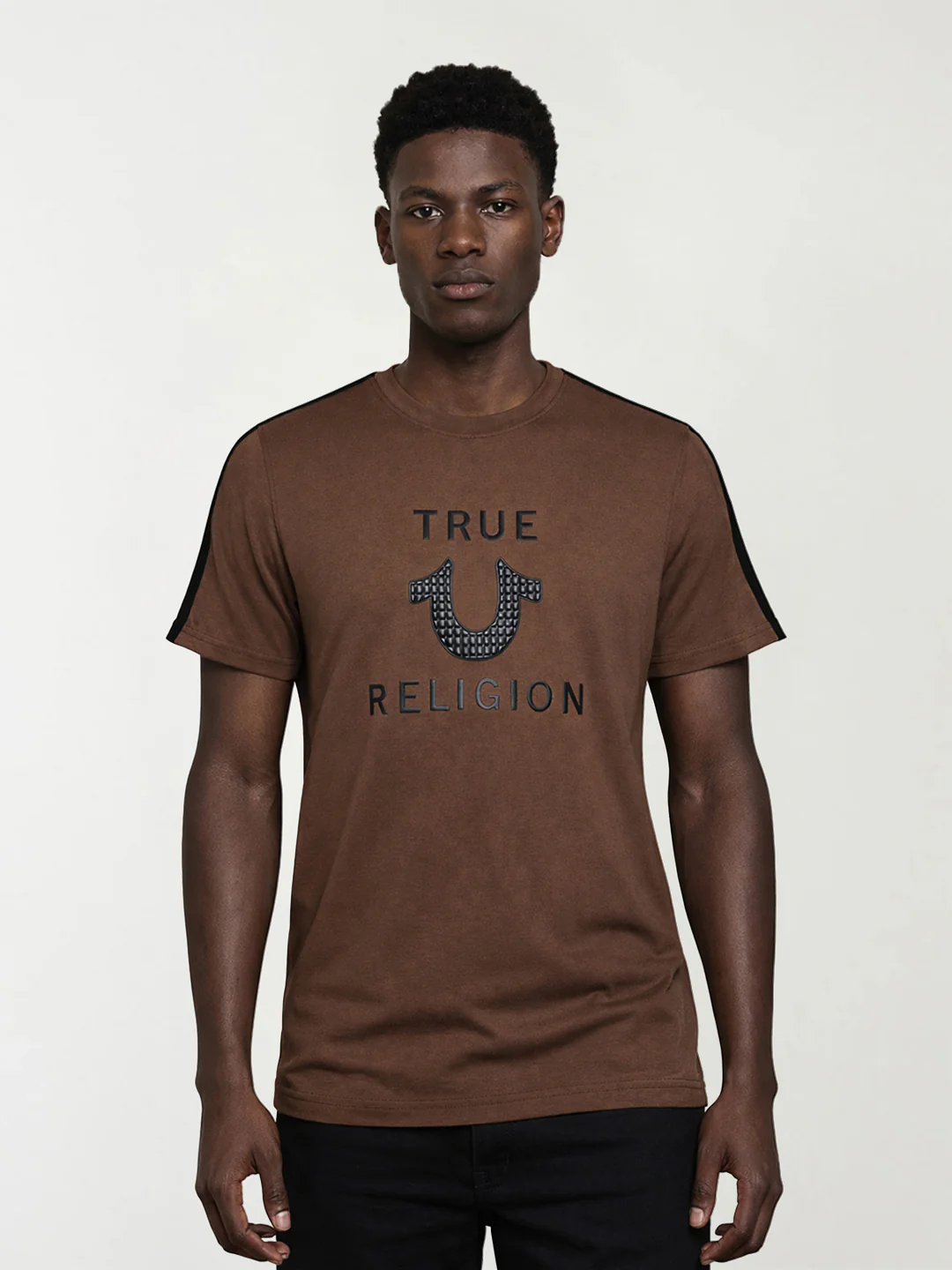 True Religion Men Brown Printed Regular Fit T-Shirt