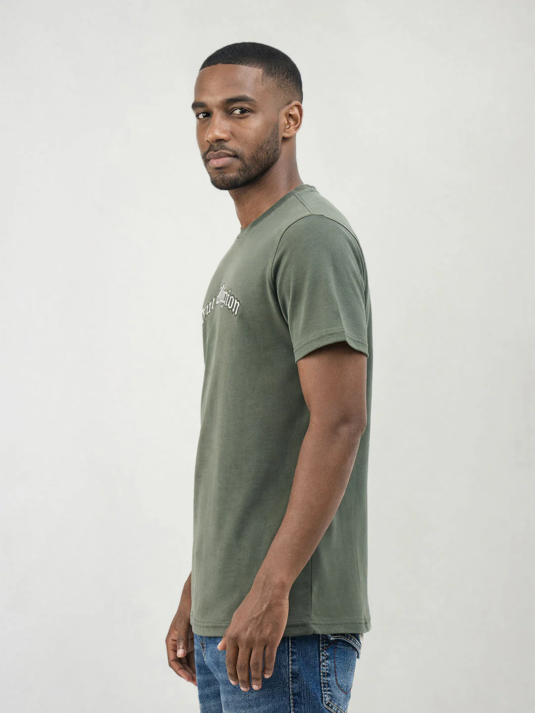 True Religion Men Green Solid Regular Fit T-Shirt - Image 4