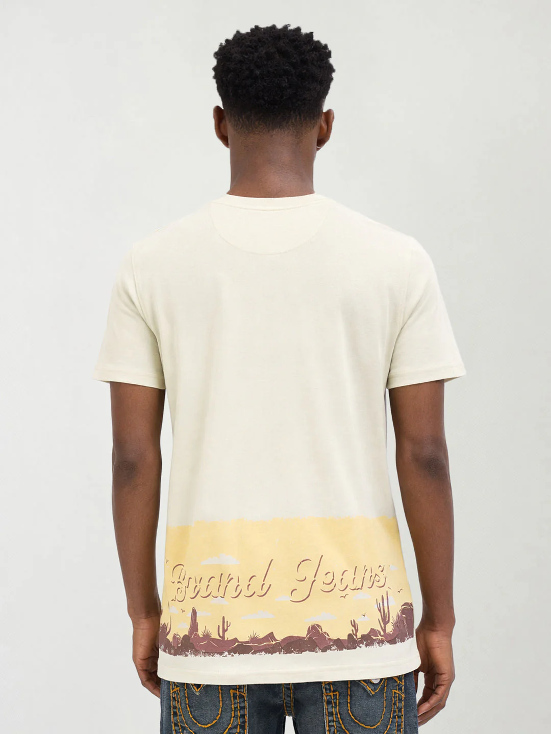True Religion Men Beige Printed Regular Fit T-Shirt - Image 3