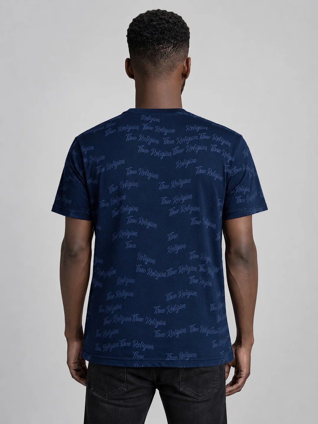 True Religion Men Blue Printed Regular Fit T-Shirt - Image 2