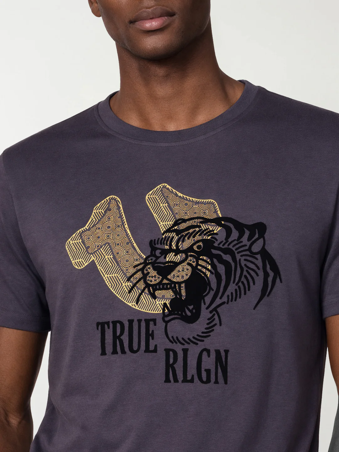 True Religion Men Grey Printed Regular Fit T-Shirt - Image 4