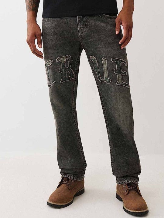 True Religion Men SN Black Straight Fit Embroidered Ricky Jeans - Image 2