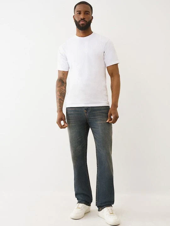 True Religion Men Dark Wash SN SUPER FLATLOCK Straight Fit Ricky Jeans - Image 4