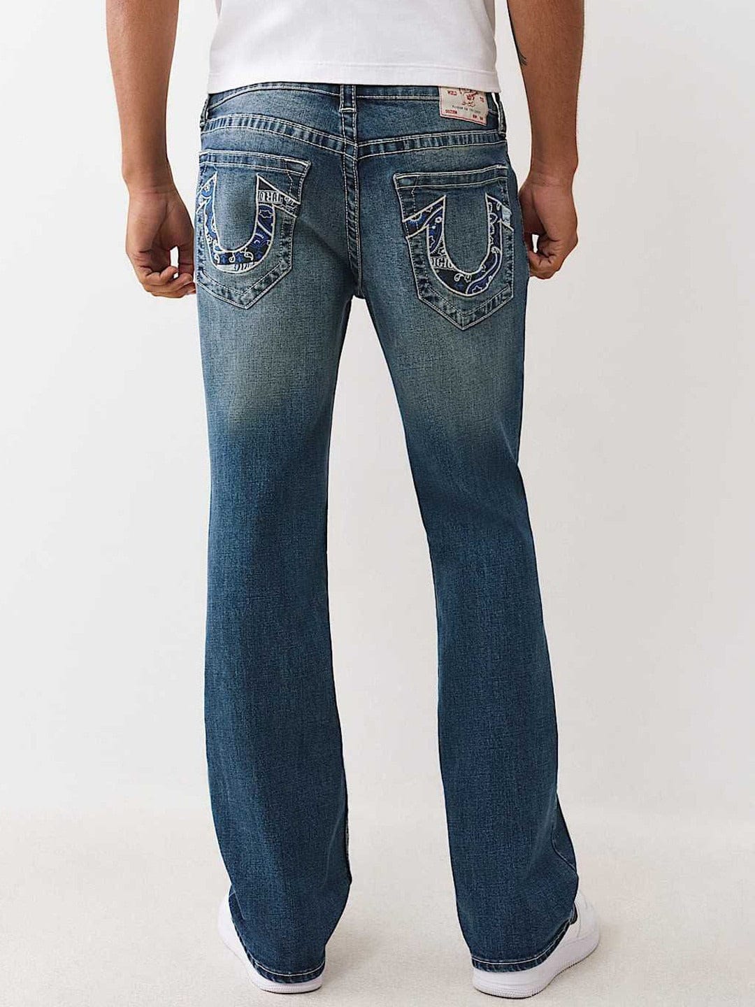 True Religion Men Embroidered Billy Bootcut Fit Medium Wash Jeans - Image 3