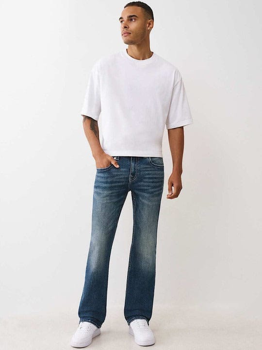 True Religion Men Embroidered Billy Bootcut Fit Medium Wash Jeans - Image 4