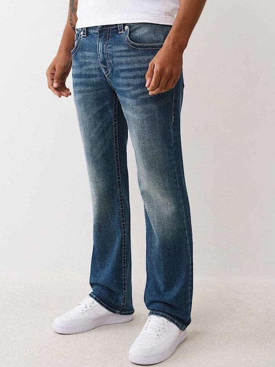 True Religion Men Embroidered Billy Bootcut Fit Medium Wash Jeans - Image 5