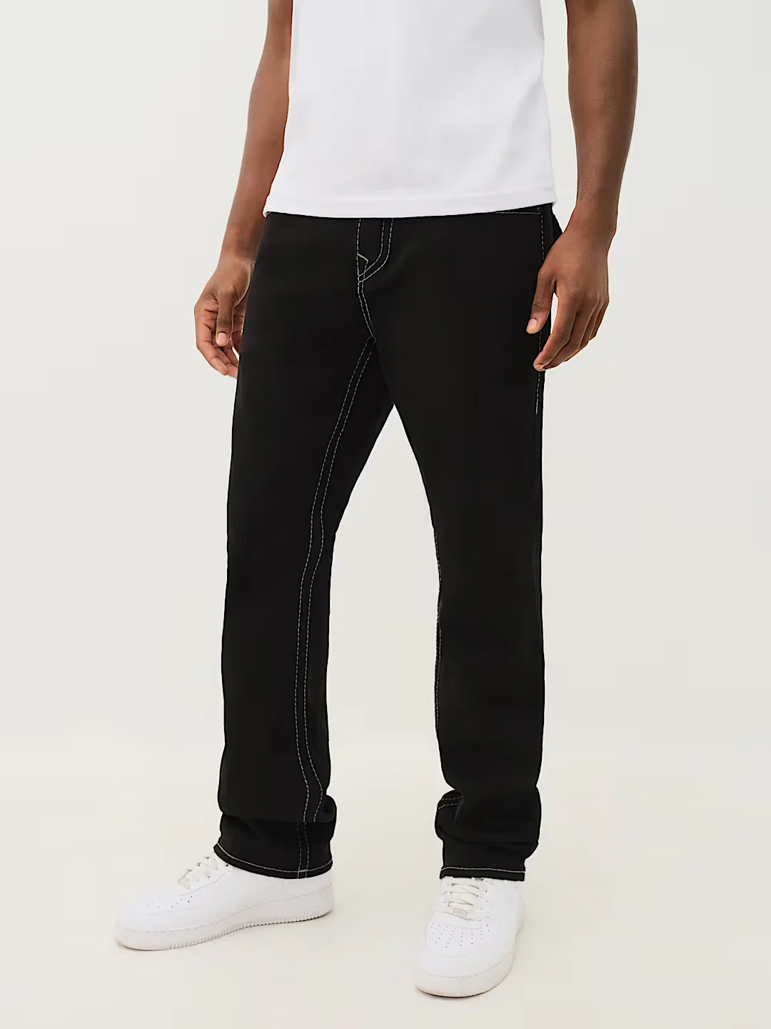True Religion Men Black Solid Straight Fit Big T Ricky Jeans - Image 3