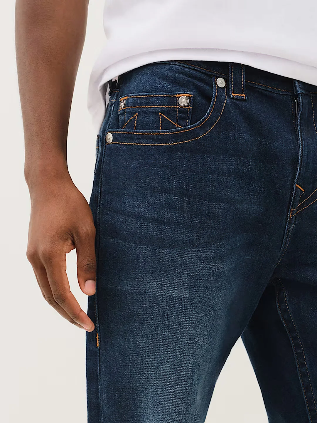 True Religion Men Navy Blue Solid Skinny Fit SN Rocco Jeans - Image 4