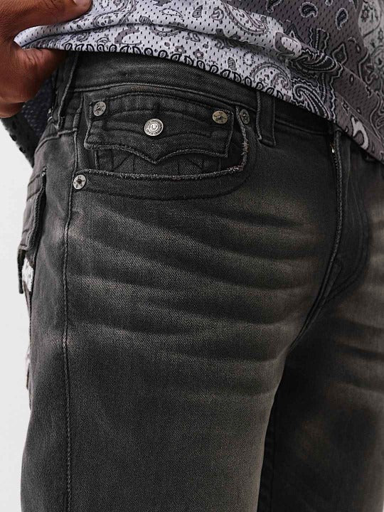 True Religion Men Washed Black Embroidered Straight Fit Ricky Jeans - Image 5