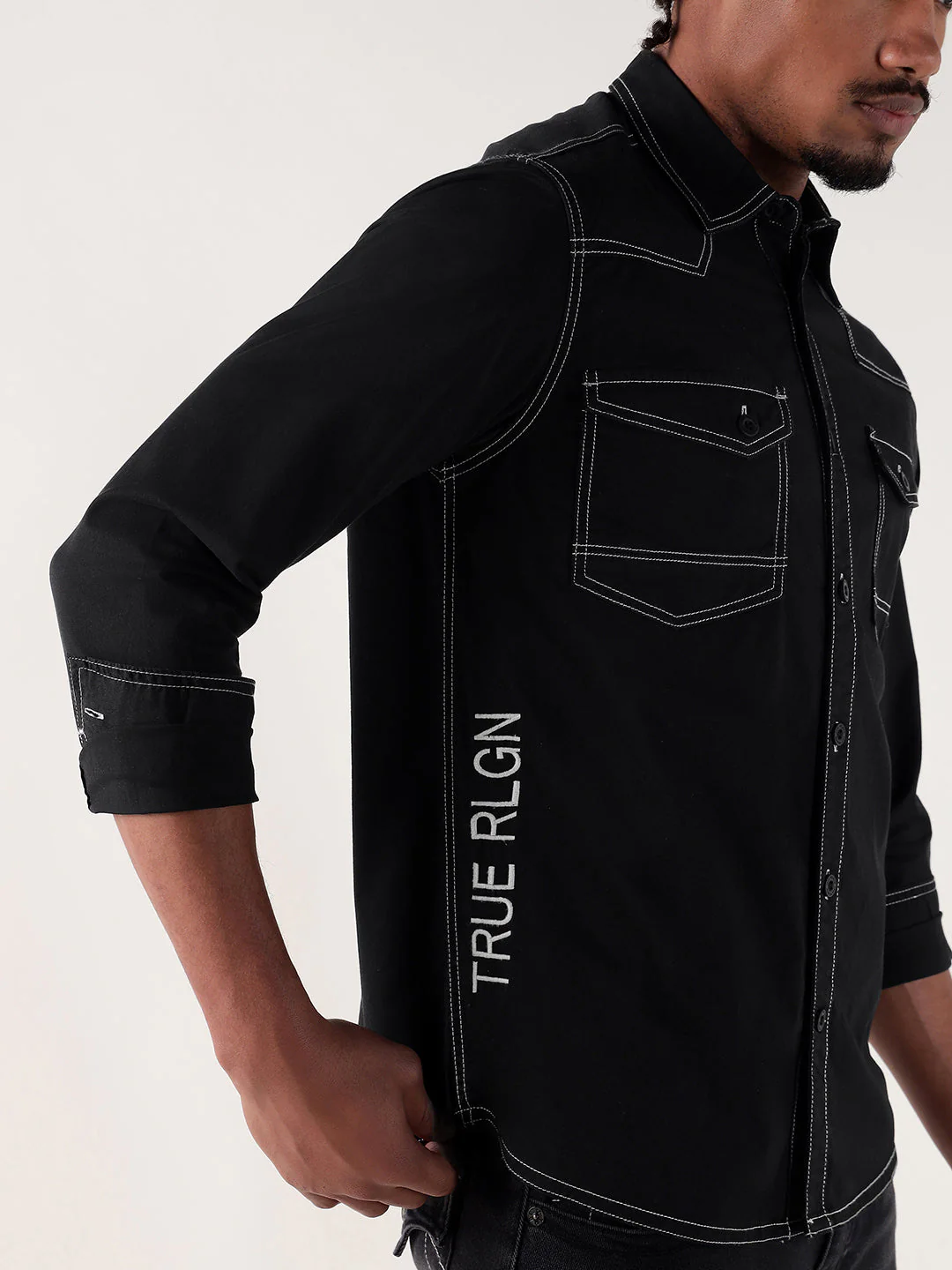 TRUE RELIGION Men Black Regular Fit Shirt - Image 6