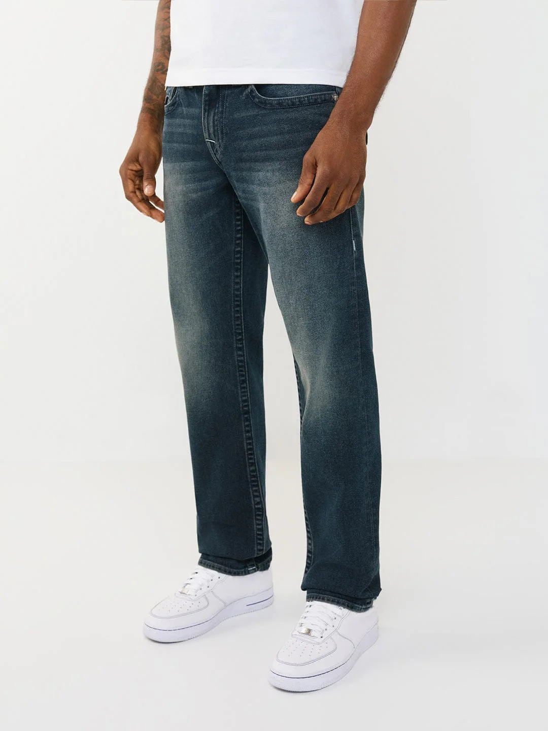 TRUE RELIGION Men Navy Blue SN Straight Fit Jeans - Image 3