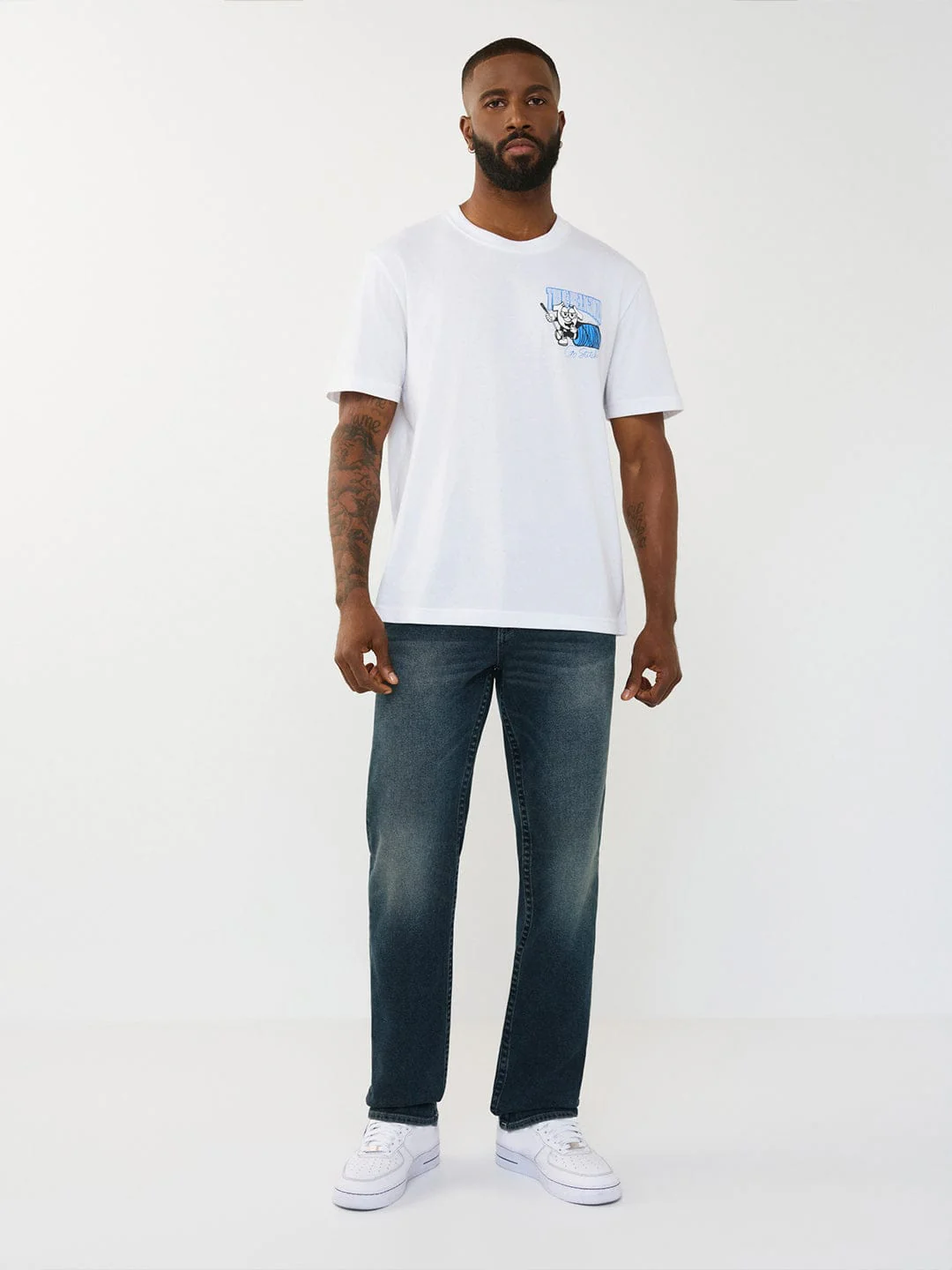 TRUE RELIGION Men Navy Blue SN Straight Fit Jeans - Image 6