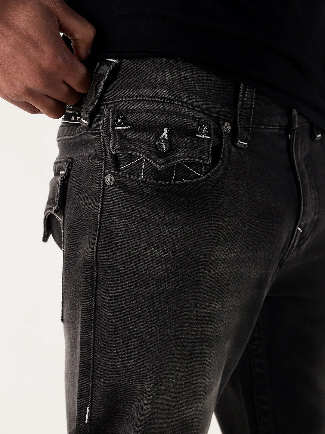 TRUE RELIGION Men Charcoal Black SN Straight Fit Jeans - Image 6