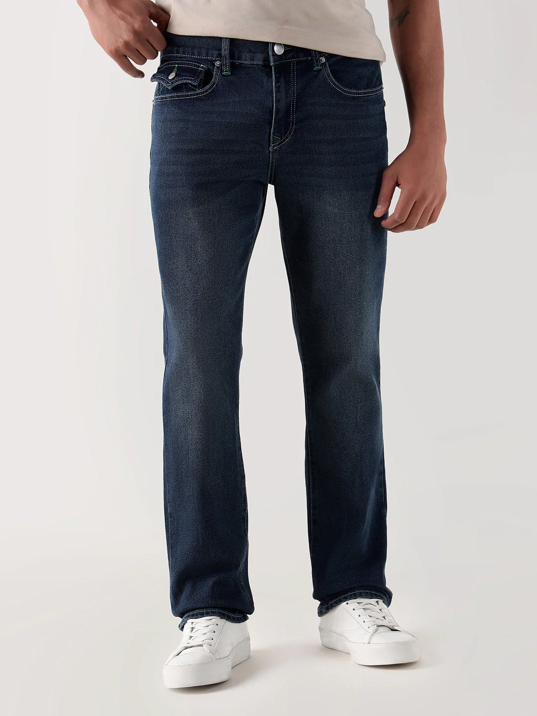 TRUE RELIGION Men Navy Blue SN Straight Fit Jeans - Image 2