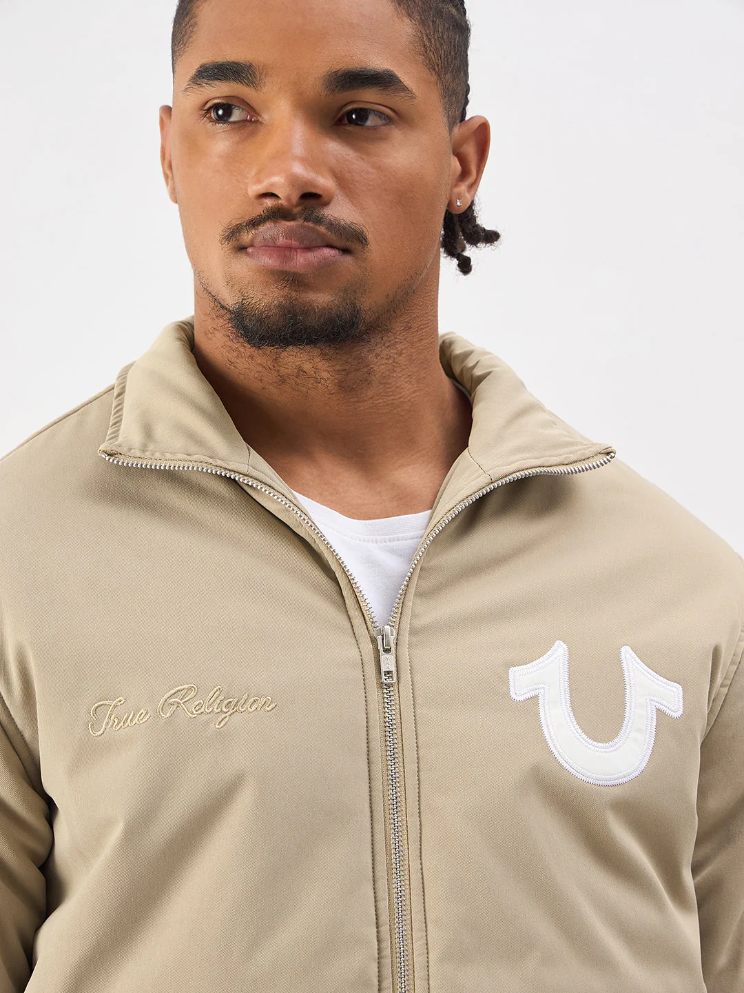 TRUE RELIGION Men Beige High Neck Jacket - Image 3