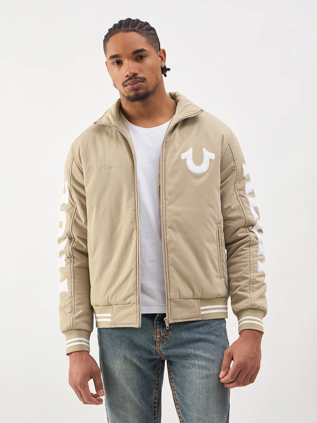 TRUE RELIGION Men Beige High Neck Jacket - Image 6