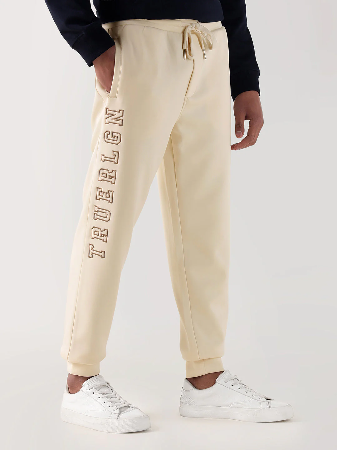 TRUE RELIGION Men Cream Embroidered Relaxed Fit Sweatpant - Image 5