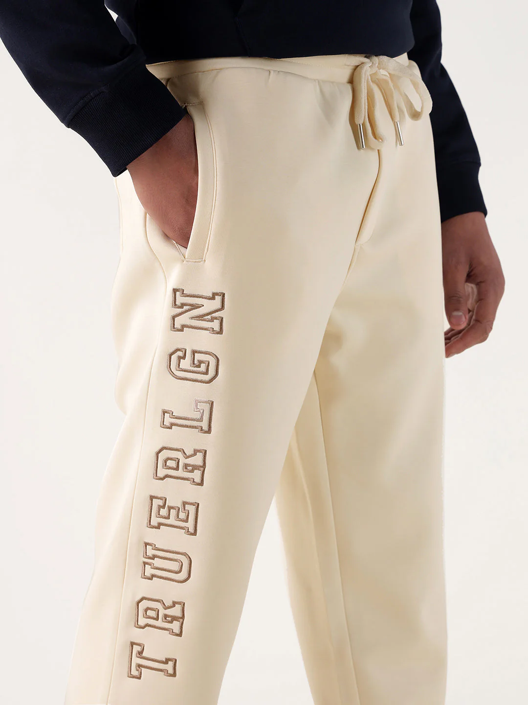 TRUE RELIGION Men Cream Embroidered Relaxed Fit Sweatpant - Image 6