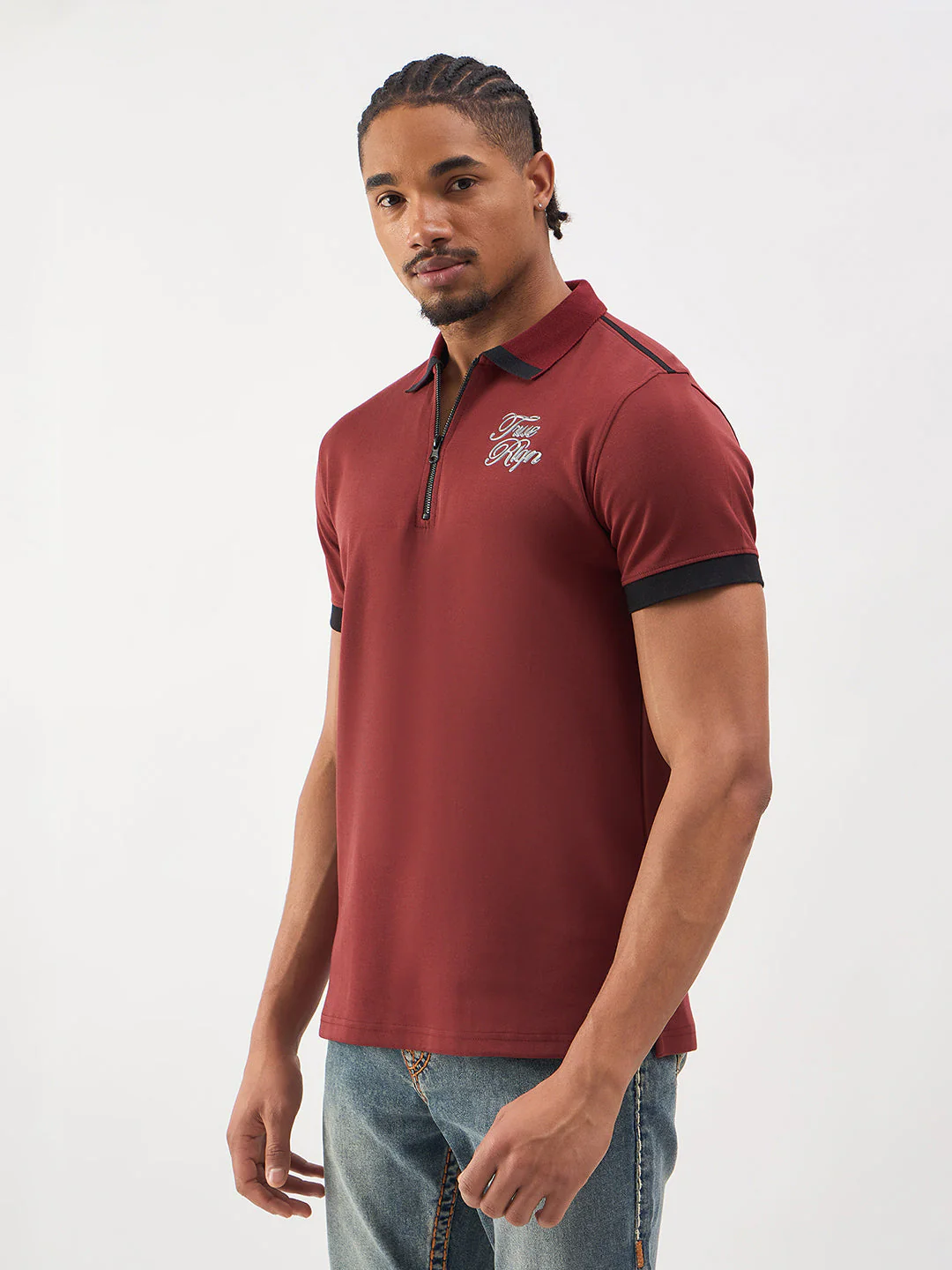 TRUE RELIGION Men Red Regular Fit Polo T-Shirt - Image 2
