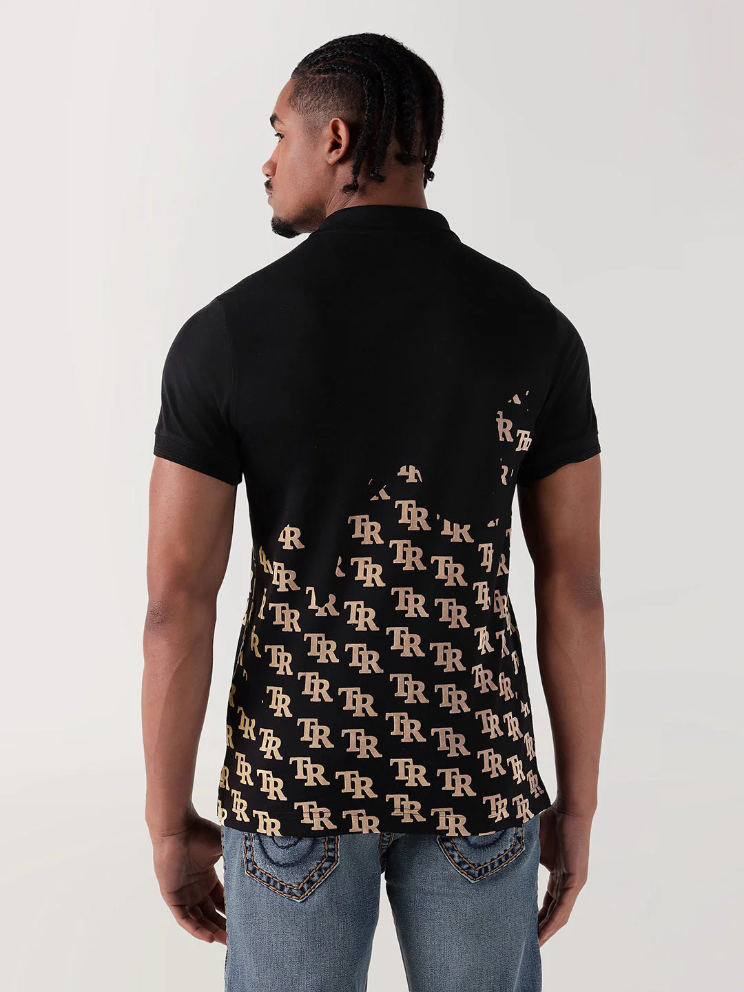 True Religion Men Black Printed Regular Fit Polo T-Shirt - Image 3