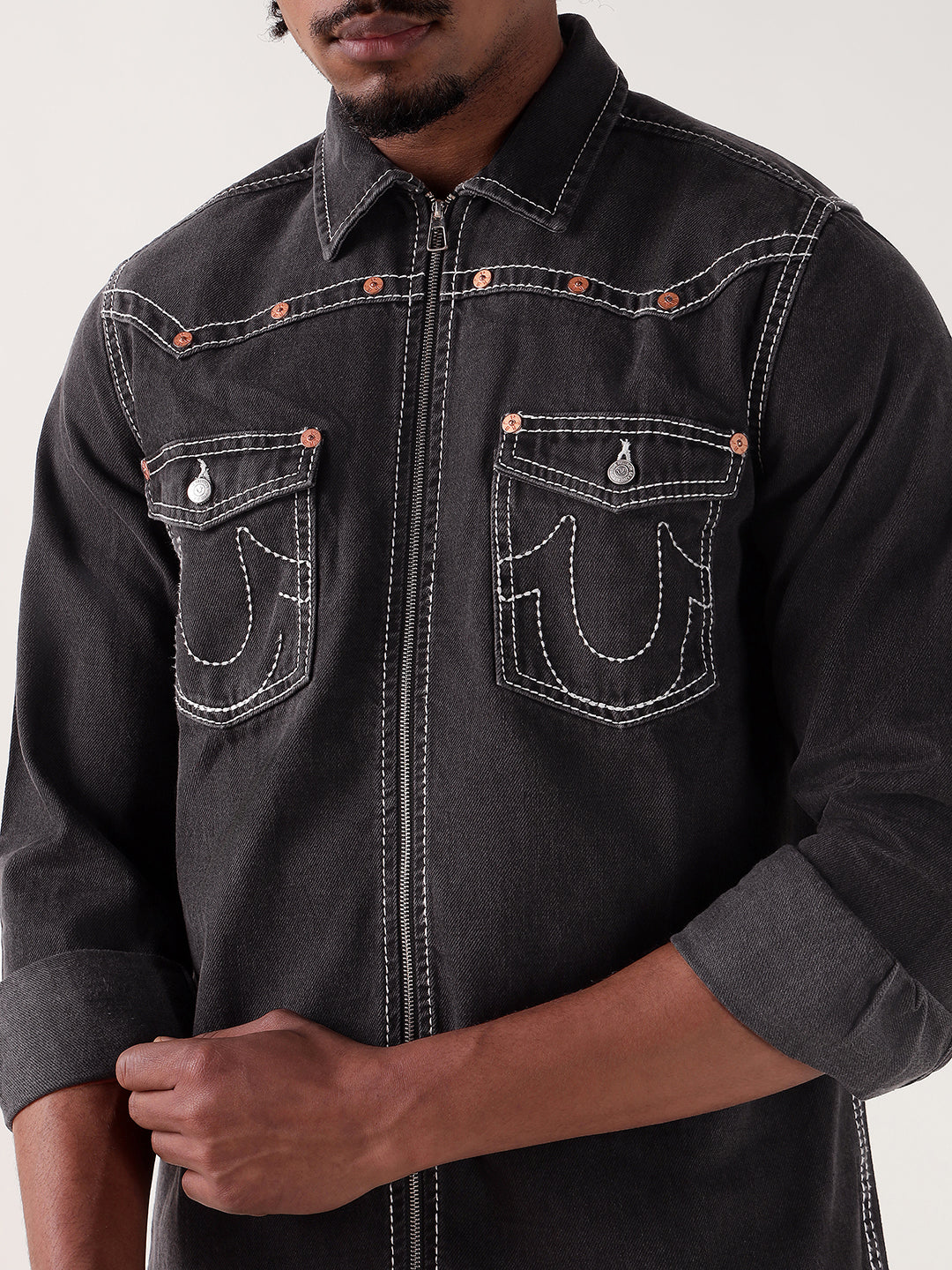 TRUE RELIGION Men Black Regular Fit Shirt - Image 5
