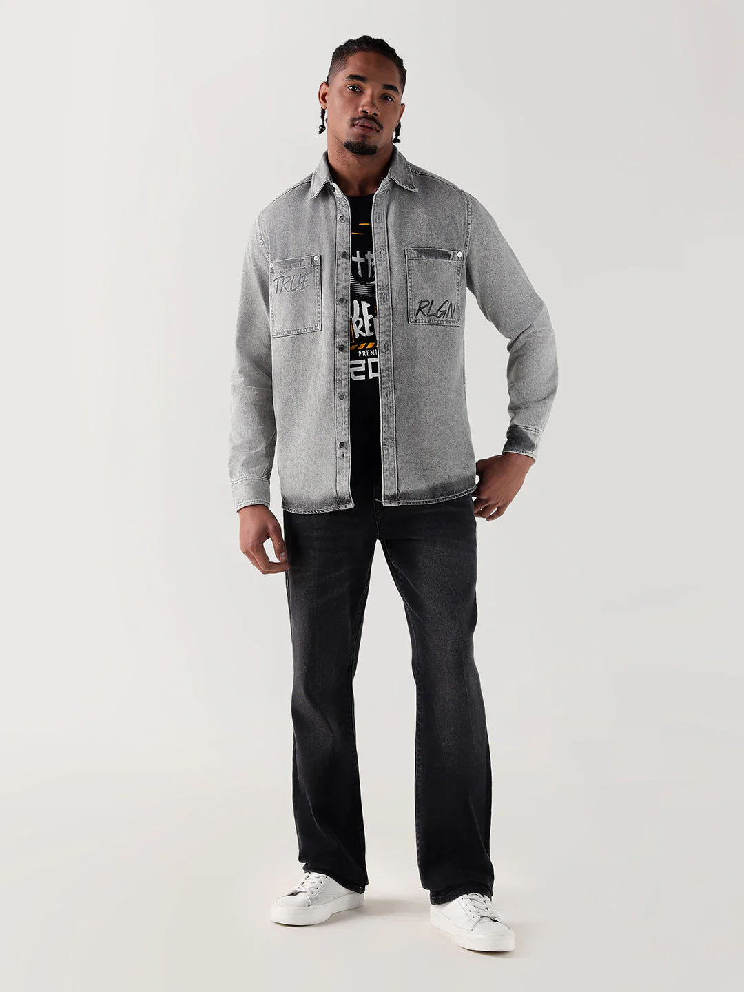 TRUE RELIGION Men Grey Regular Fit Shirt - Image 2